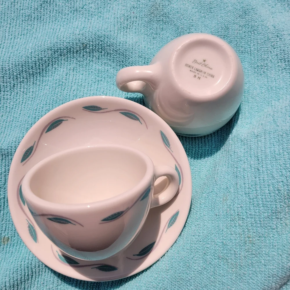 Vintage Homer Laughlin Best China Cups & Saucers (2 sets) ~ Retro!